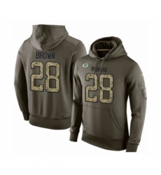 Football Mens Green Bay Packers 28 Tony Brown Green Salute To Service Pullover Hoodie