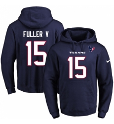 NFL Mens Nike Houston Texans 15 Will Fuller V Navy Blue Name Number Pullover Hoodie