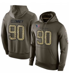 NFL Nike Houston Texans 90 Jadeveon Clowney Green Salute To Service Mens Pullover Hoodie