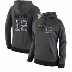 NFL Womens Nike Los Angeles Rams 12 Sammy Watkins Stitched Black Anthracite Salute to Service Player Performance Hoodie