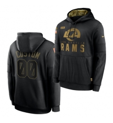 Men Custom Men Los Angeles Rams 2020 Salute To Service Black Sideline Performance Pullover Hoodie