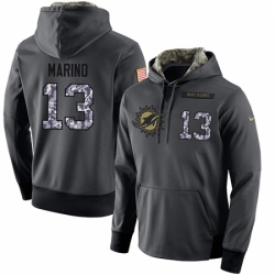 NFL Mens Nike Miami Dolphins 13 Dan Marino Stitched Black Anthracite Salute to Service Player Performance Hoodie