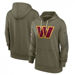 Women Washington Commanders 2022 Olive Salute To Service Therma Performance Pullover Hoodie