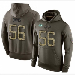 NFL Nike New York Jets 56 DeMario Davis Green Salute To Service Mens Pullover Hoodie