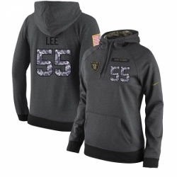 NFL Womens Nike Oakland Raiders 55 Marquel Lee Stitched Black Anthracite Salute to Service Player Performance Hoodie