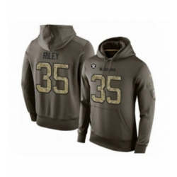 Football Mens Oakland Raiders 35 Curtis Riley Green Salute To Service Pullover Hoodie