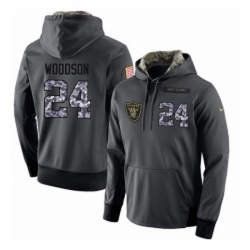 NFL Nike Oakland Raiders 24 Charles Woodson Stitched Black Anthracite Salute to Service Player Performance Hoodie