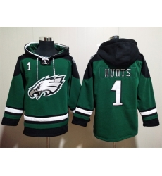 Philadelphia Eagles Green Sitched Pullover Hoodie #1 Jalen Hurts