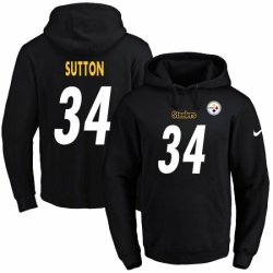 NFL Mens Nike Pittsburgh Steelers 34 Cameron Sutton Black Name Number Pullover Hoodie