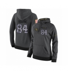 Football Womens San Francisco 49ers 84 Kendrick Bourne Stitched Black Anthracite Salute to Service Player Performance Hoodie