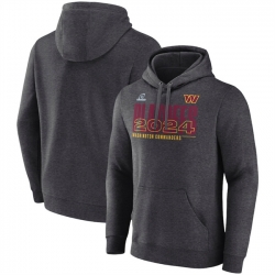 Men Washington Commanders Heather Charcoal 2024 Playoffs Fleece Pullover Hoodie