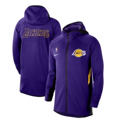 Men Nike Los Angeles Lakers Purple Showtime Therma Flex Performance Full Zip Hoodie