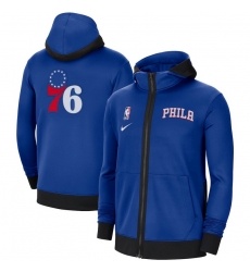 Men Nike Philadelphia 76ers Royal Authentic Showtime Performance Full Zip Hoodie Jacket