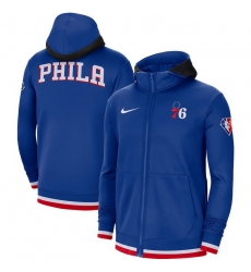 Men Philadelphia 76ers Nike 75th Anniversary Performance Showtime Full Zip Hoodie Jacket   Royal