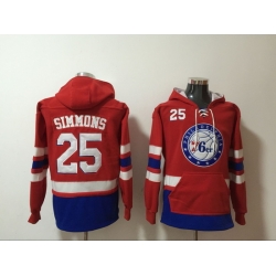 Men's Philadelphia 76ers #25 Ben Simmons Red Stitched Hoody