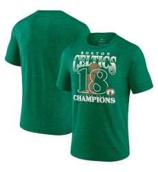 Men Boston Celtics Kelly Green 18 Time NBA Finals Champions Tri Blend T Shirt