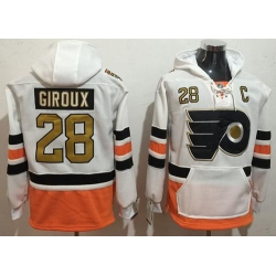 Flyers #28 Claude Giroux White 3rd Name & Number Pullover NHL Hoodie