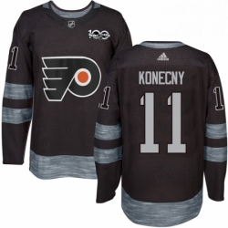 Mens Adidas Philadelphia Flyers 11 Travis Konecny Premier Black 1917 2017 100th Anniversary NHL Jersey 