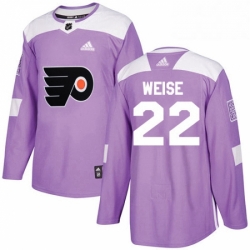 Mens Adidas Philadelphia Flyers 22 Dale Weise Authentic Purple Fights Cancer Practice NHL Jersey 