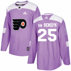 Mens Adidas Philadelphia Flyers 25 James Van Riemsdyk Authentic Purple Fights Cancer Practice NHL Jersey 