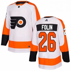 Mens Adidas Philadelphia Flyers 26 Christian Folin Authentic White Away NHL Jersey 