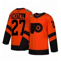 Mens Adidas Philadelphia Flyers 27 Ron Hextall Orange Authentic 2019 Stadium Series Stitched NHL Jersey 