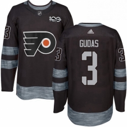 Mens Adidas Philadelphia Flyers 3 Radko Gudas Authentic Black 1917 2017 100th Anniversary NHL Jersey 