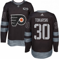 Mens Adidas Philadelphia Flyers 30 Dustin Tokarski Authentic Black 1917 2017 100th Anniversary NHL Jersey 