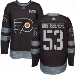 Mens Adidas Philadelphia Flyers 53 Shayne Gostisbehere Authentic Black 1917 2017 100th Anniversary NHL Jersey 