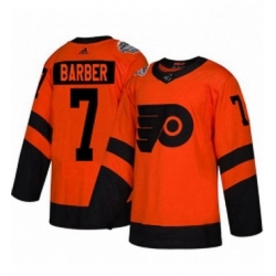 Mens Adidas Philadelphia Flyers 7 Bill Barber Orange Authentic 2019 Stadium Series Stitched NHL Jersey 