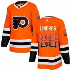 Mens Adidas Philadelphia Flyers 88 Eric Lindros Authentic Orange Drift Fashion NHL Jersey 