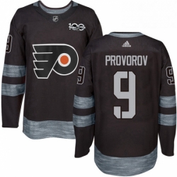 Mens Adidas Philadelphia Flyers 9 Ivan Provorov Authentic Black 1917 2017 100th Anniversary NHL Jersey 