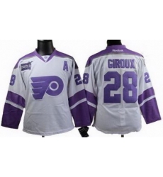 Women Philadelphia Flyers #28 CLAUDE GIROUX Fights Cancer white Jersey