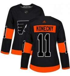 Womens Adidas Philadelphia Flyers 11 Travis Konecny Premier Black Alternate NHL Jersey 