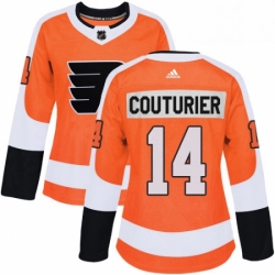 Womens Adidas Philadelphia Flyers 14 Sean Couturier Premier Orange Home NHL Jersey 