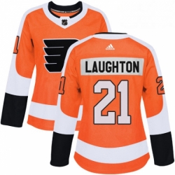 Womens Adidas Philadelphia Flyers 21 Scott Laughton Authentic Orange Home NHL Jersey 