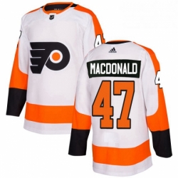 Womens Adidas Philadelphia Flyers 47 Andrew MacDonald Authentic White Away NHL Jersey 