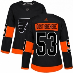 Womens Adidas Philadelphia Flyers 53 Shayne Gostisbehere Premier Black Alternate NHL Jersey 