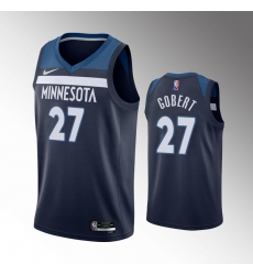 Men Minnesota Timberwolves 27 Rudy Gobert Icon Edition Navy 75th Anniversary Swingman Stitched Jersey