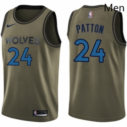 Mens Nike Minnesota Timberwolves 24 Justin Patton Swingman Green Salute to Service NBA Jersey 