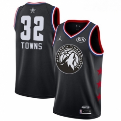 Mens Nike Minnesota Timberwolves 32 Karl Anthony Towns Black NBA Jordan Swingman 2019 All Star Game Jersey