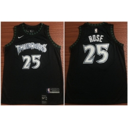 Timberwolves 25 Derrick Rose Black Nike Swingman Jersey