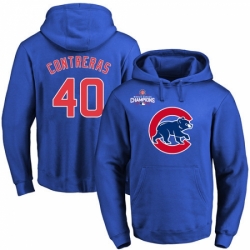 MLB Men Chicago Cubs 40 Willson Contreras Royal Team Color Primary Logo Pullover Hoodie