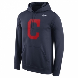 Men MLB Cleveland Indians Nike Logo Performance Pullover Hoodie Navy