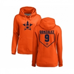 MLB Women Nike Houston Astros 9 Marwin Gonzalez Orange RBI Pullover Hoodie