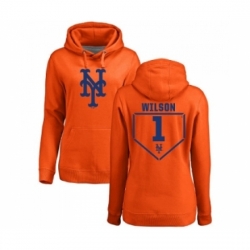 MLB Women Nike New York Mets 1 Mookie Wilson Orange RBI Pullover Hoodie