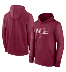 Men Philadelphia Phillies Burgundy Pregame Performance Pullover Hoodie