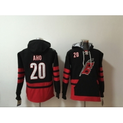 Men Carolina Hurricanes 20 Sebastian Aho Black Stitched Hoodie