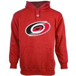 NHL Mens Carolina Hurricanes Old Time Hockey Big Logo with Crest Pullover Hoodie Red