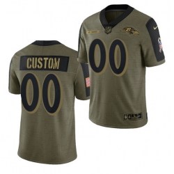 Men Women Youth Toddler  Baltimore Ravens ACTIVE PLAYER Custom 2021 Olive Salute To Service Limited Jersey